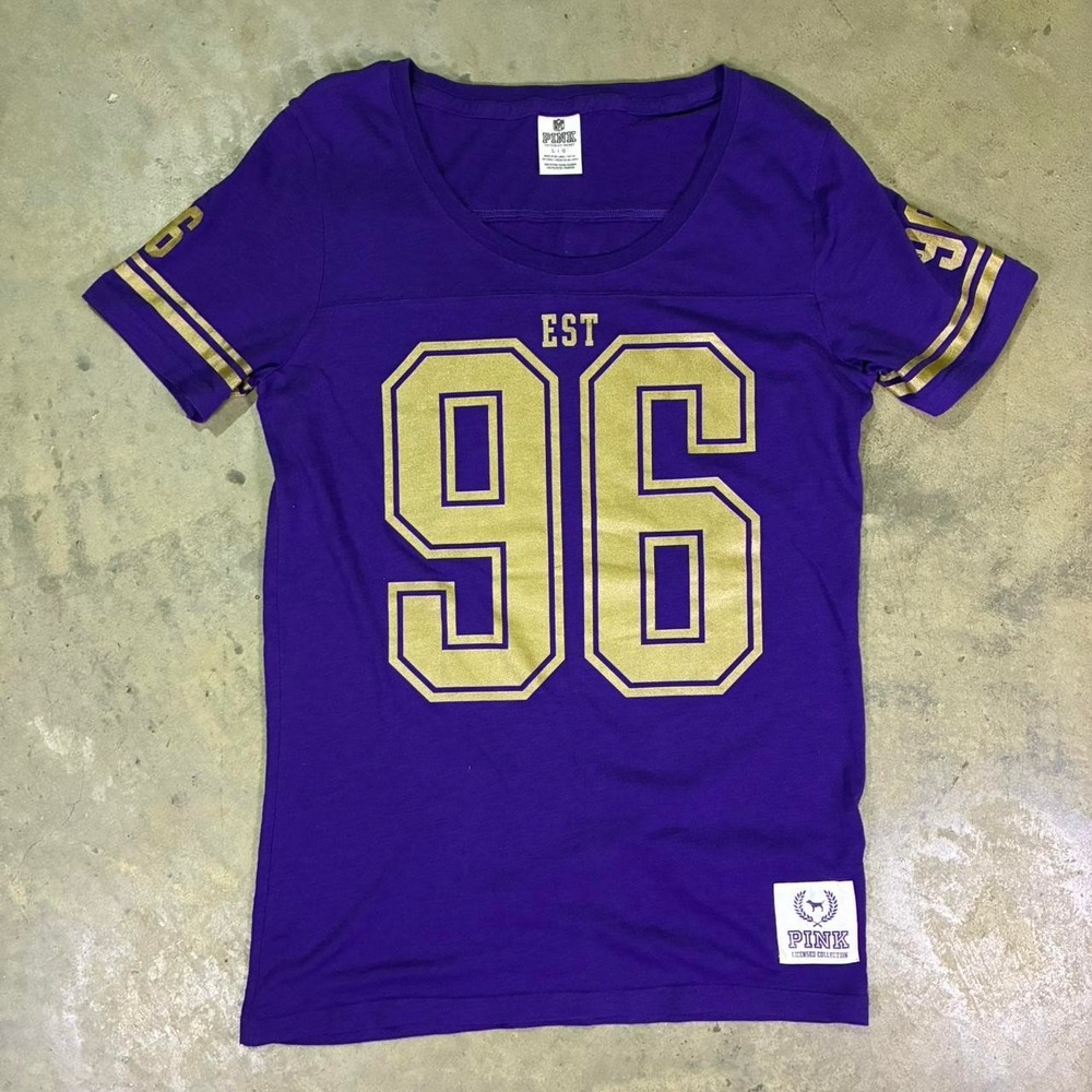 Victoria's Secret PINK x NFL Baltimore Ravens women's tee in vibrant purple
